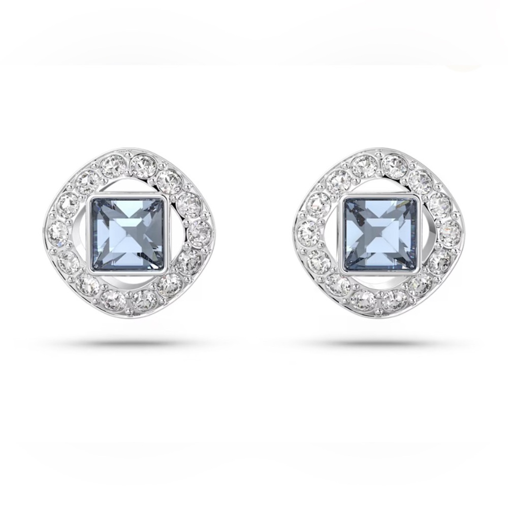 Swarovski Angelic Bracelet and matching stud earrings, Blue, Rhodium Plated